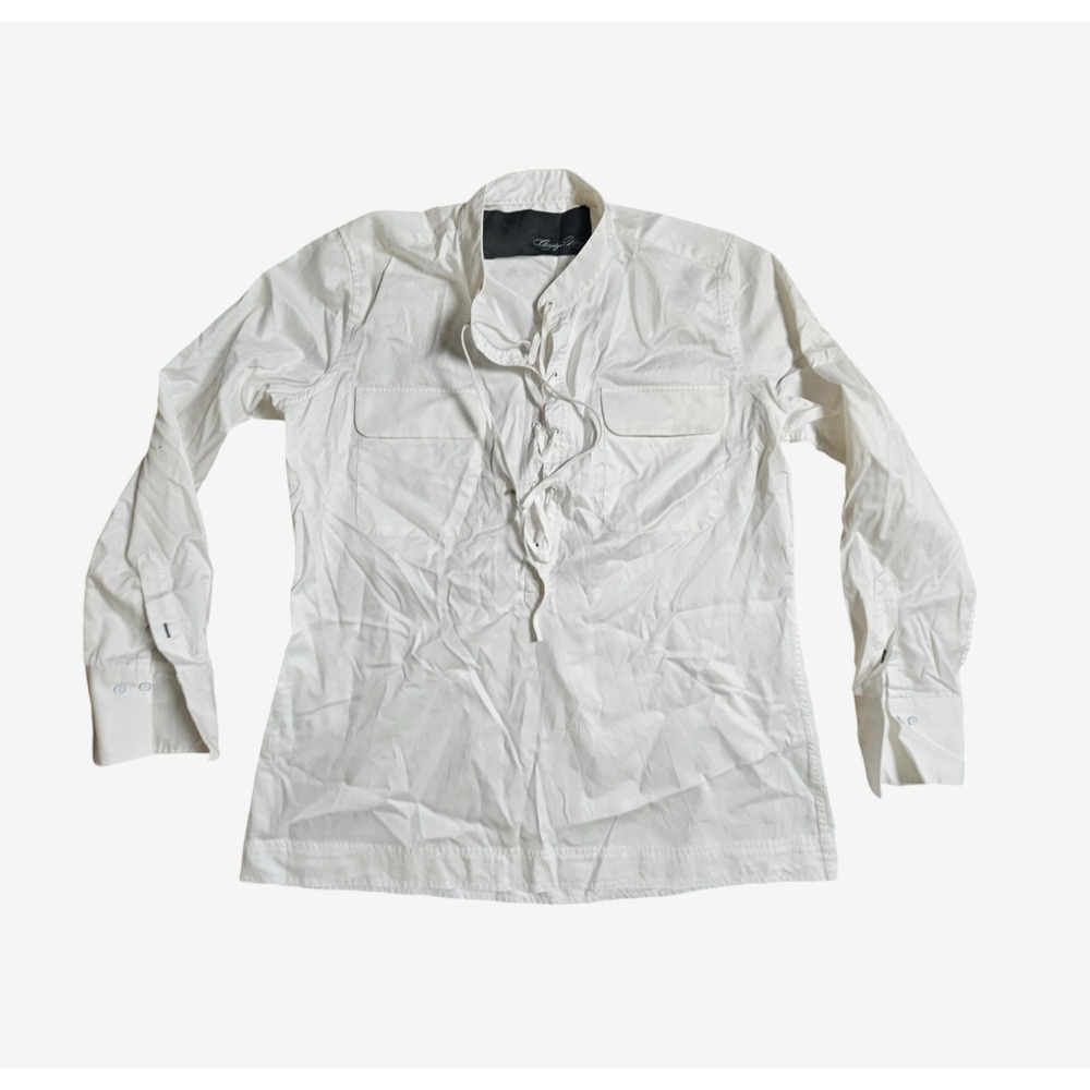 Claridge + King Cuffed Long Sleeve Top Grommets XL White Chic Staple‎ Cotton